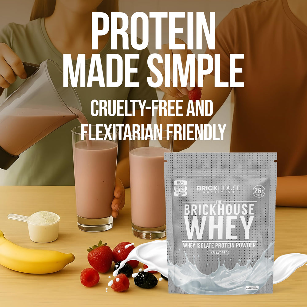 BrickHouse Nutrition Whey Protein digestive enzymes graphic illustrates absorption support