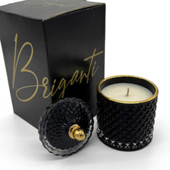 BRIGANTI Lavish Lavender candle with lid on elegant black glass jar for stylish decor