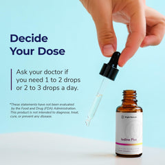 Bright Naturals Iodine Plus glass-vial presentation emphasizes purity and premium packaging.