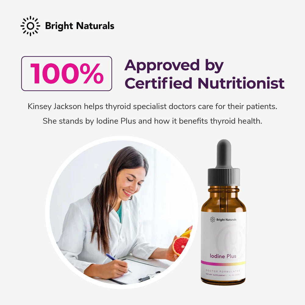 Bright Naturals Iodine Plus kelp source close-up highlights sea-based mineral origin.