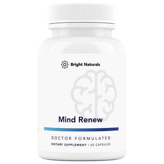 Bright Naturals Mind Renew bottle front indicating daily brain support