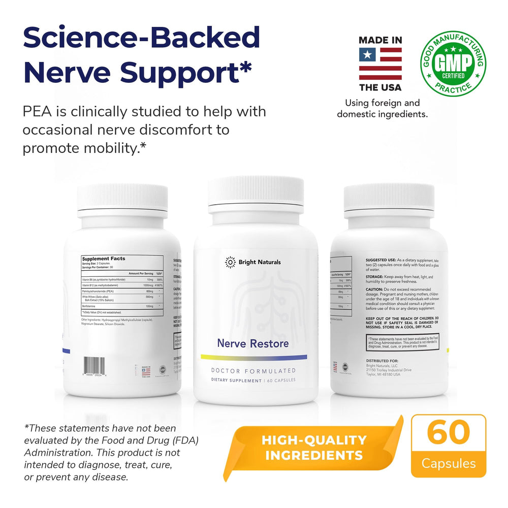Evening bedside setup with Nerve Restore for night-time routine