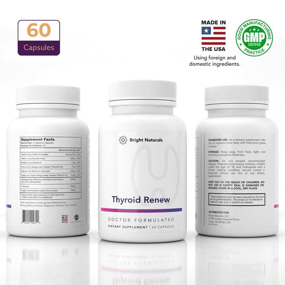 Bright Naturals Thyroid Renew morning routine with water.