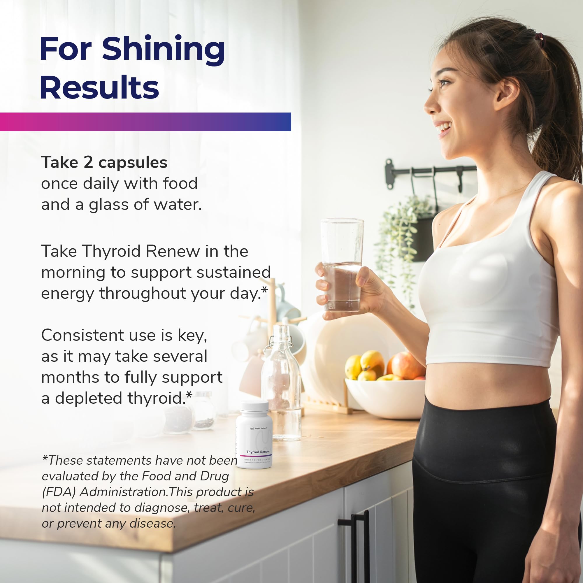 Bright Naturals Thyroid Renew blends zinc, selenium, and copper for thyroid support.