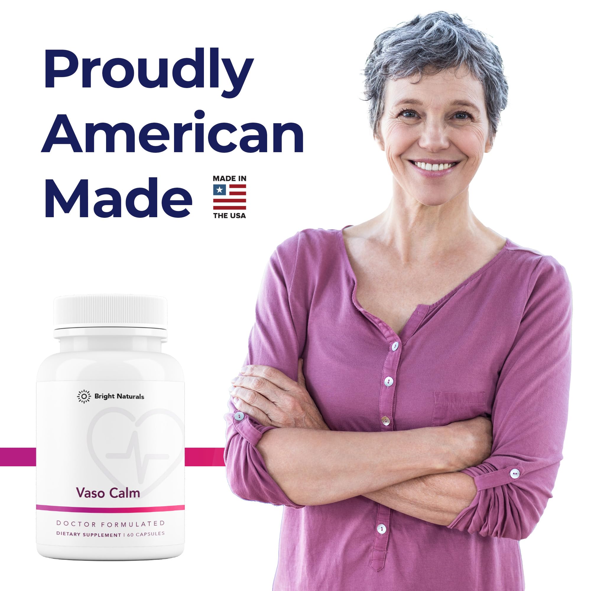 Bright Naturals Vaso Calm 60 capsules in consumer-friendly packaging