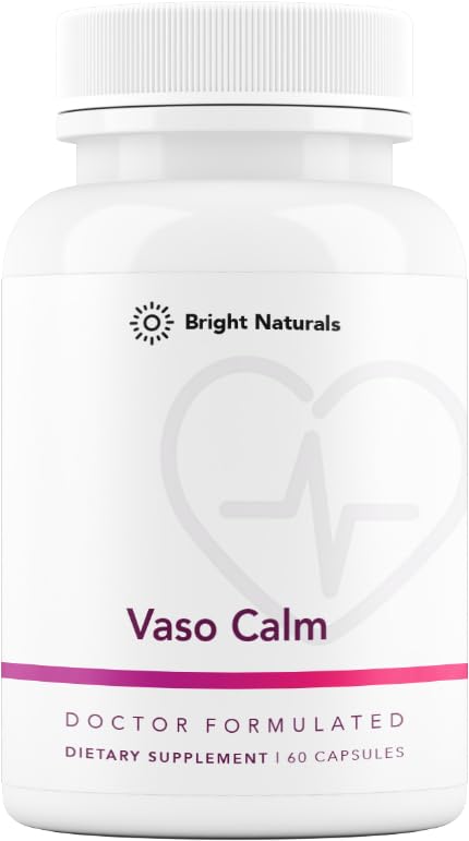 Bright Naturals Vaso Calm bottle with fermented garlic capsules for potential blood flow support