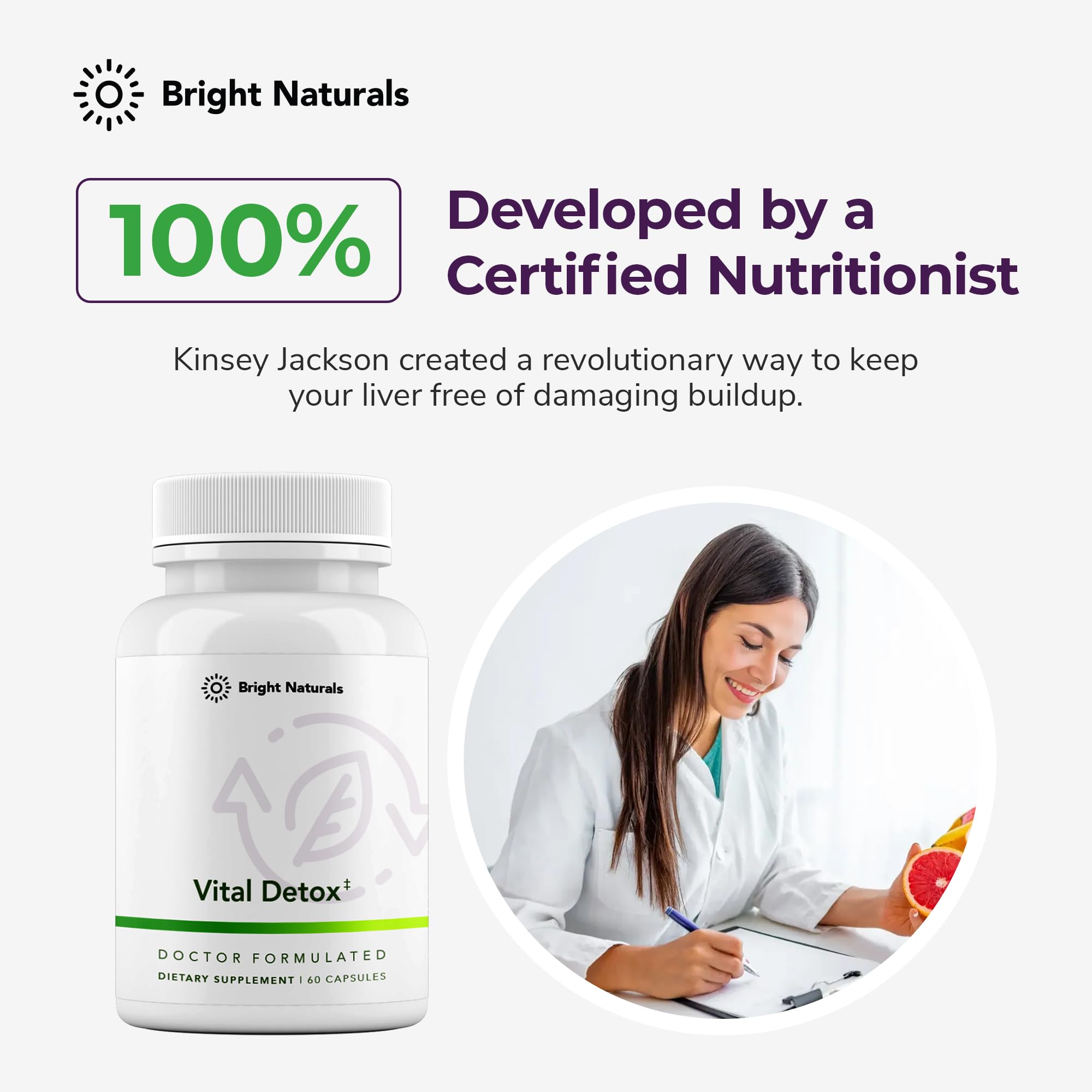 Glass of water beside Vital Detox supports morning intake