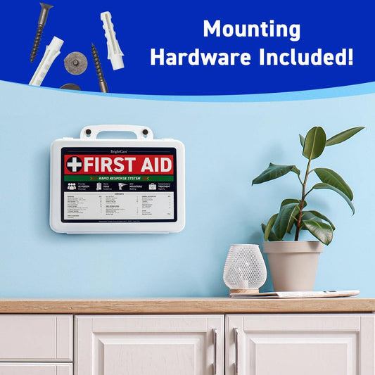 BrightCare hard shell case protecting 200-piece first aid supplies.