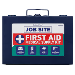 BrightCare metal case first aid kit with wall mount for secure job-site storage