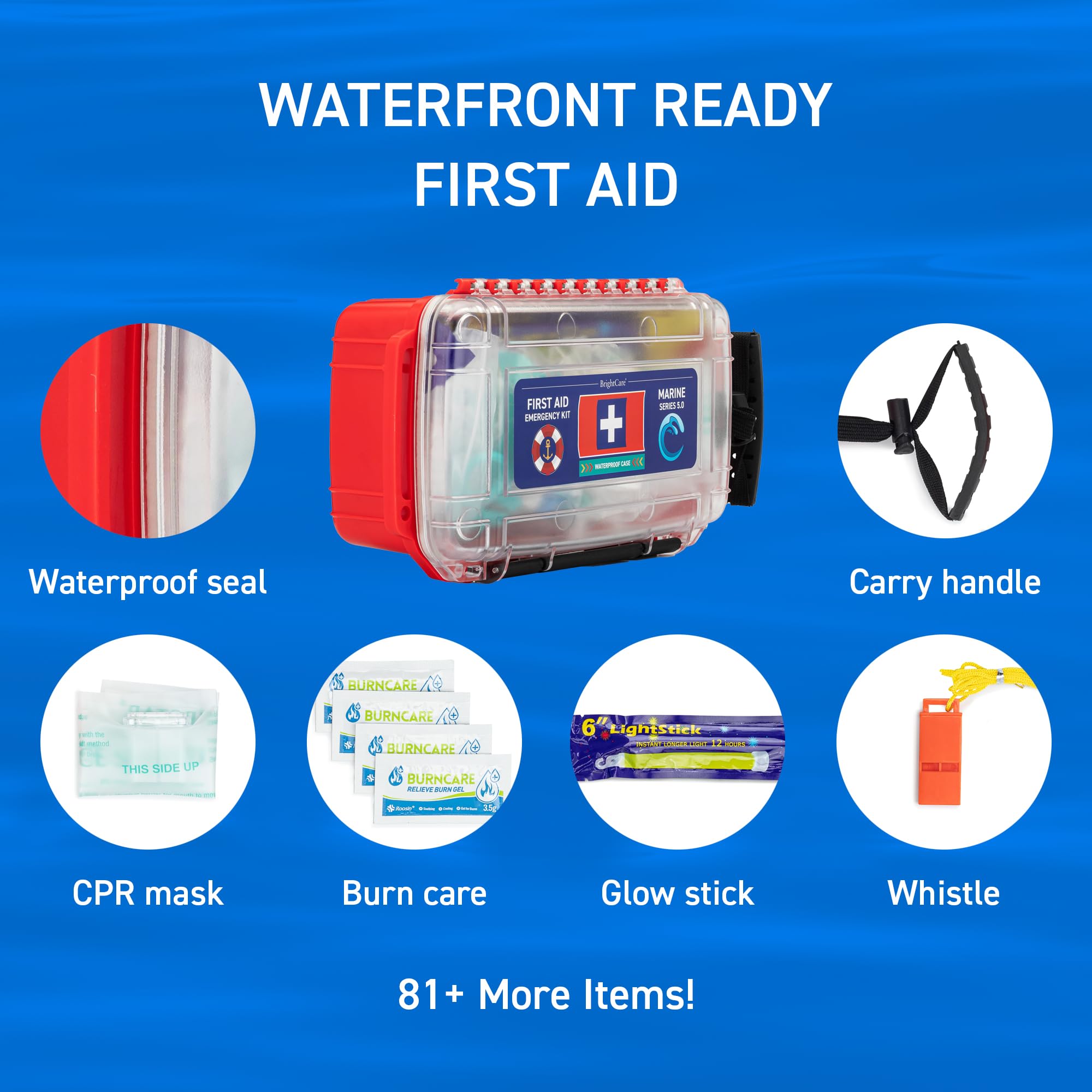 BrightCare waterproof seal keeps contents dry in this durable hard case.