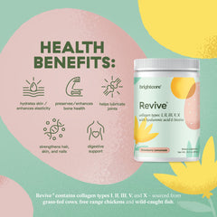 Brightcore Revive strawberry lemonade mix dissolves into water for a refreshing start.