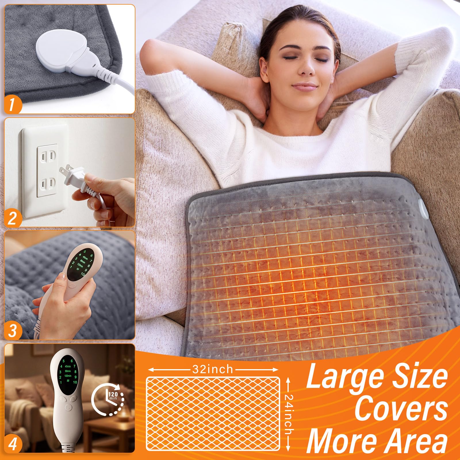 BrightRow pad offers 10 heat levels for customizable comfort and rapid warmth.
