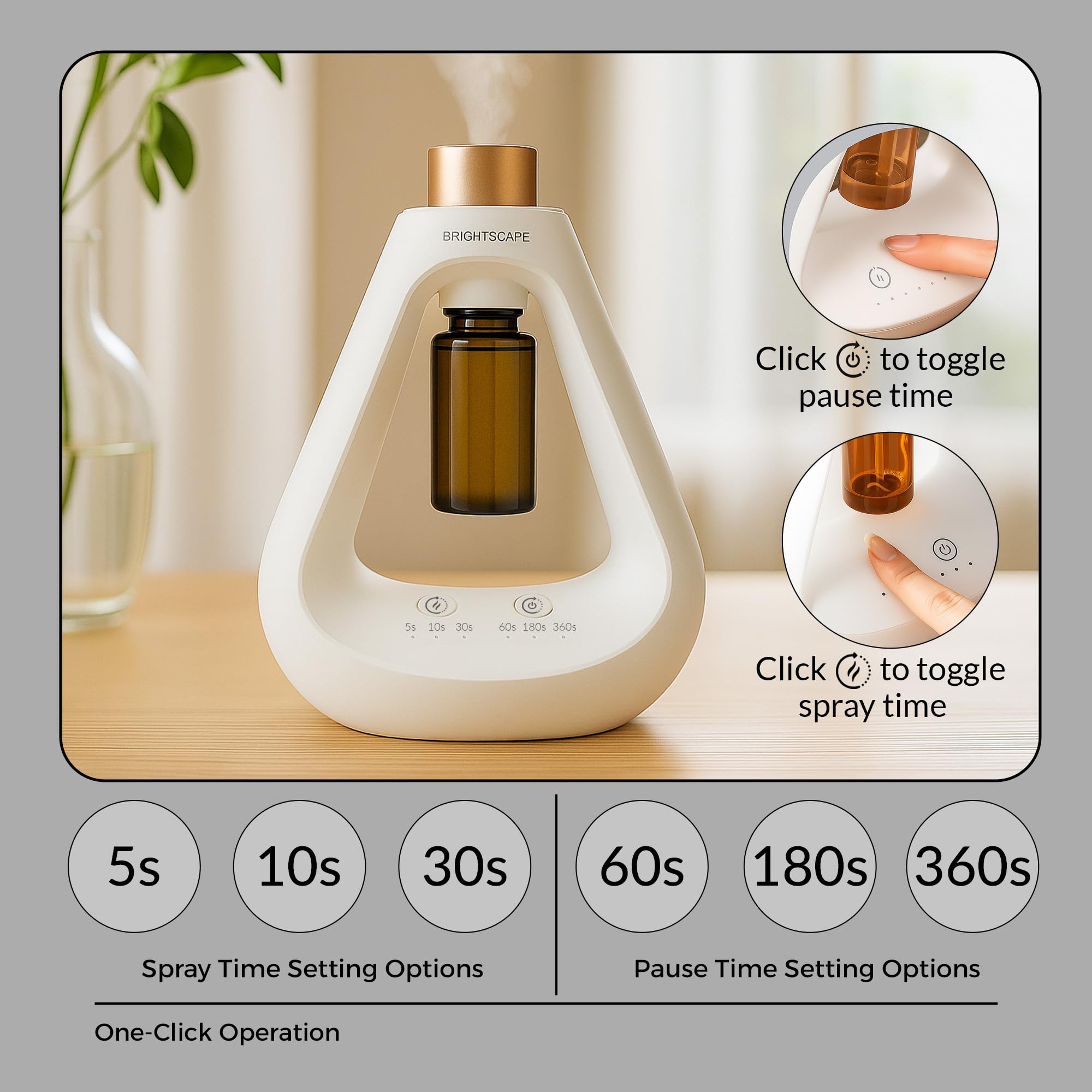 Brightscape waterless diffuser cordless portable in use on a desk