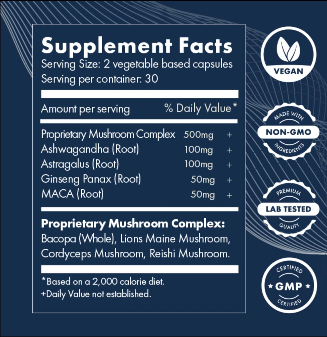Brilliant Blends Adapt jar with clear vegan, non-GMO labeling.