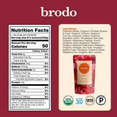 Brodo hearth broth bottle showing warming, savory blend for cozy meals.