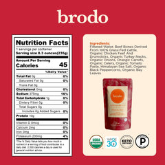 Brodo roasted garlic chili broth bottle with bold, smoky finish.