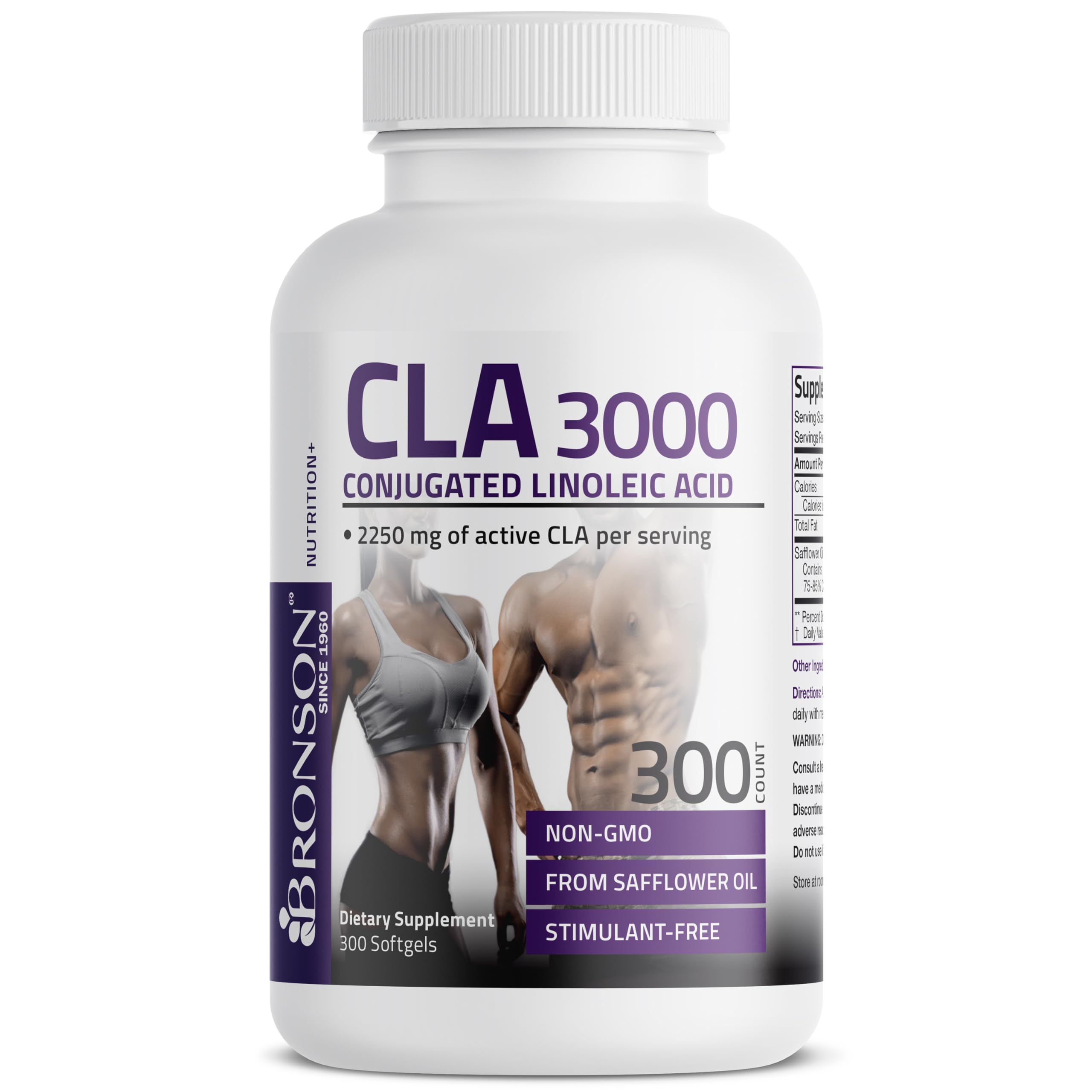 Bronson CLA 3000 packaging visual with bottle and box for clear dosage timing