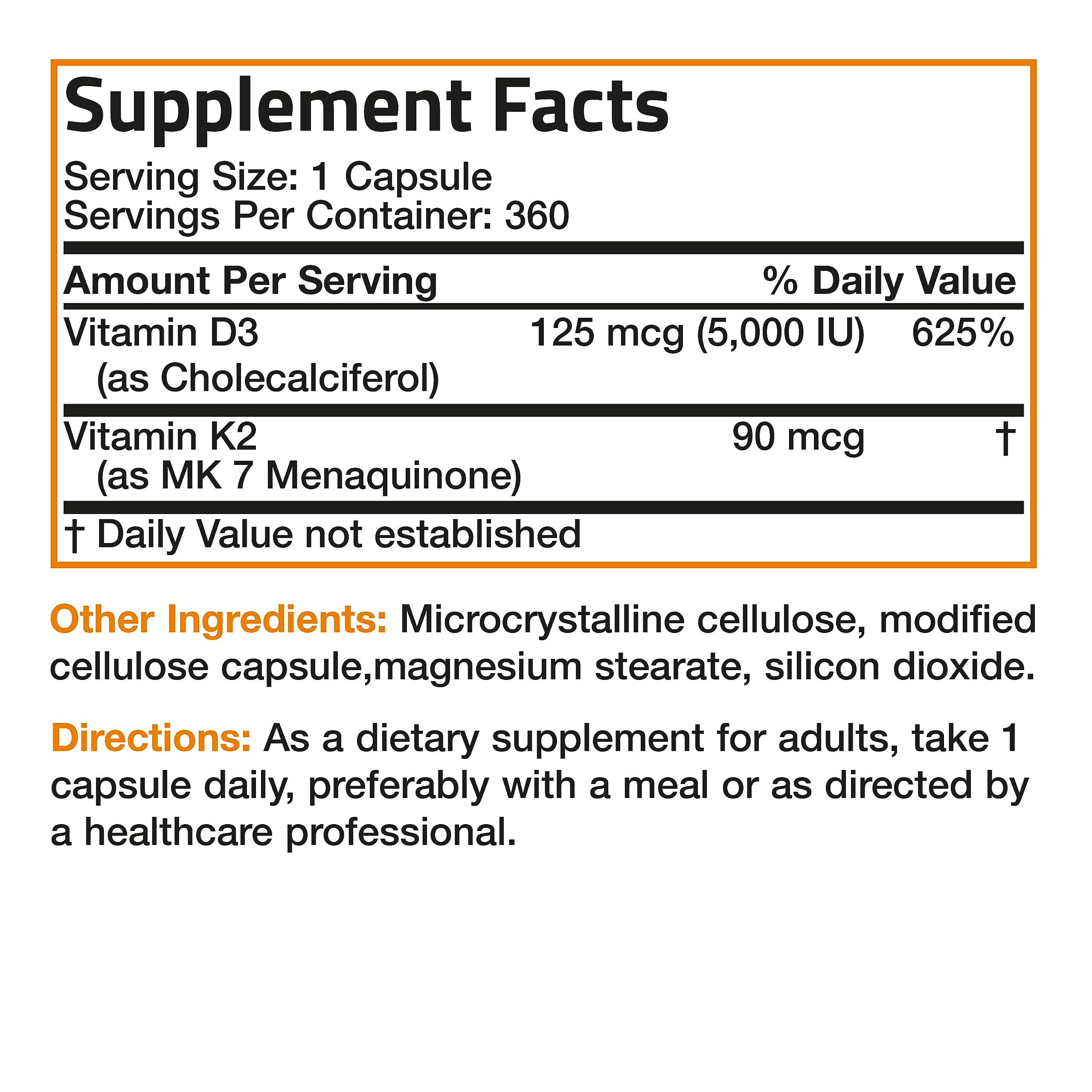Product label on Bronson bottle highlights MK-7 K2 with D3 for bone support.