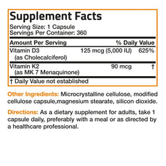 Product label on Bronson bottle highlights MK-7 K2 with D3 for bone support.