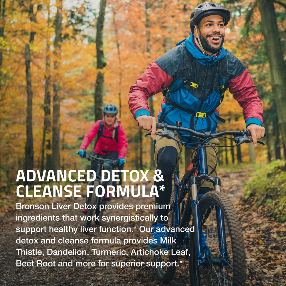 Bronson Liver Detox bottle featuring dandelion extract for cleansing support.