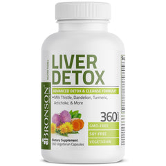 Bronson Liver Detox blend with turmeric and artichoke leaf for holistic wellness.