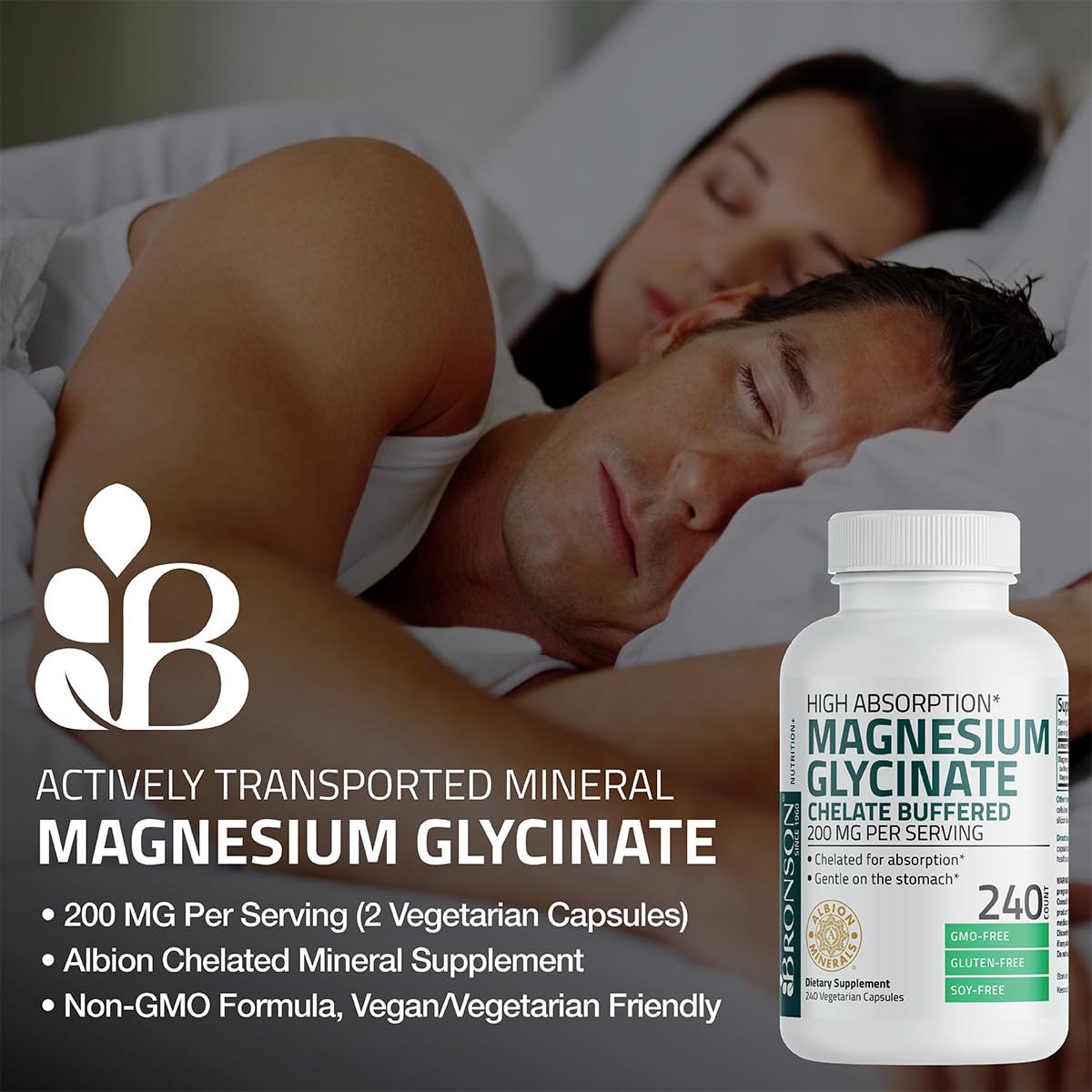 Bronson Magnesium Glycinate bottle pour demonstrates easy daily use.