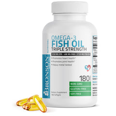 Bronson Omega-3 label showcases Non-GMO status and safety testing