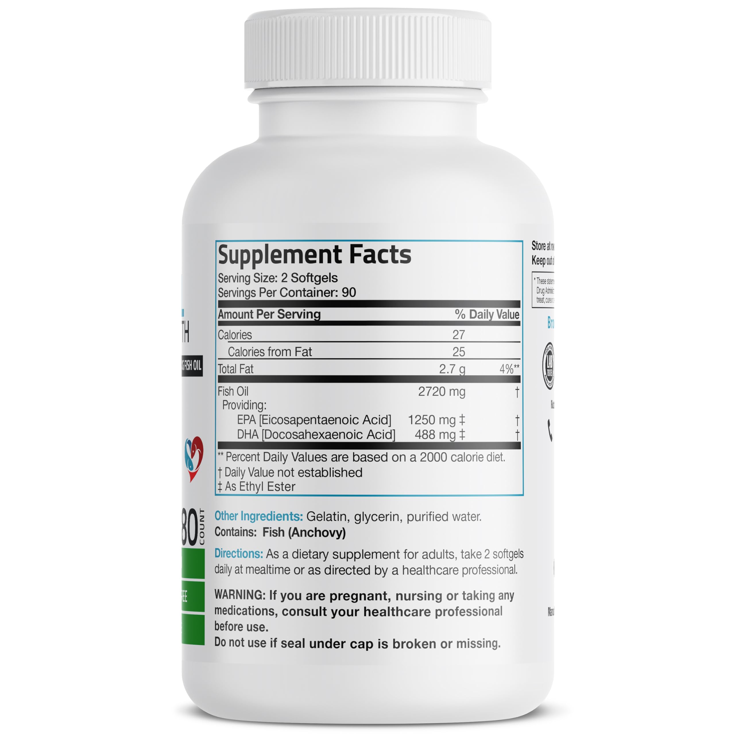 Bronson Omega-3 softgels close-up highlighting easy-to-swallow capsules