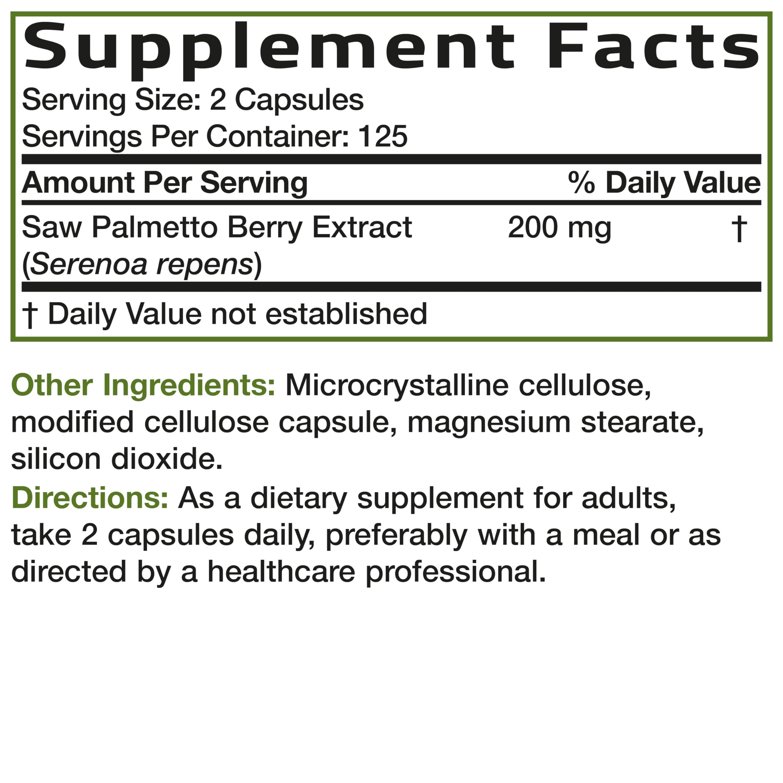 Bronson Saw Palmetto bottle aimed at urinary health support.