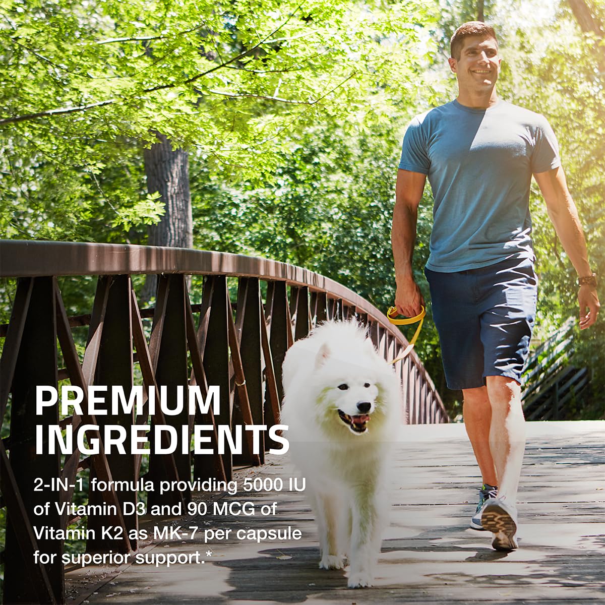 Bronson bottle with water suggests easy-to-swallow capsules for daily use.