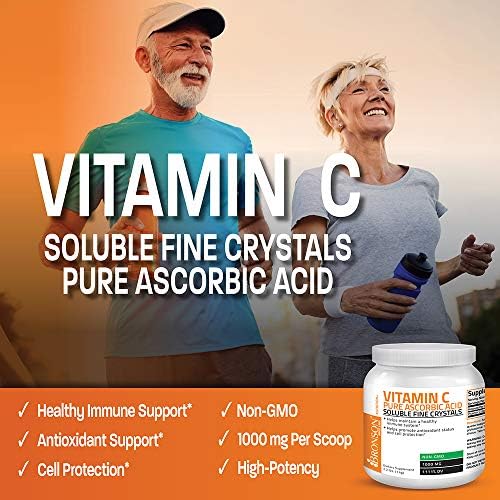 Bronson Vitamin C powder dissolving in water for convenient intake.