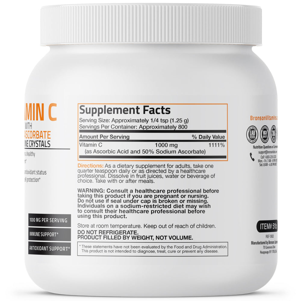 Bronson vitamin C powder scoop for easy portioning in daily routines.