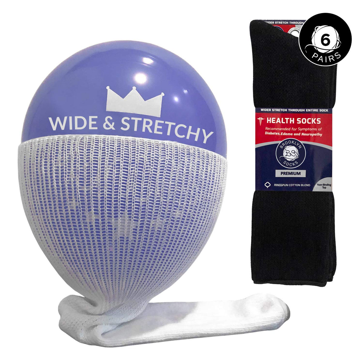 Brooklyn Socks big-tall diabetic crew sock with a comfortable non-binding top for all-day wear