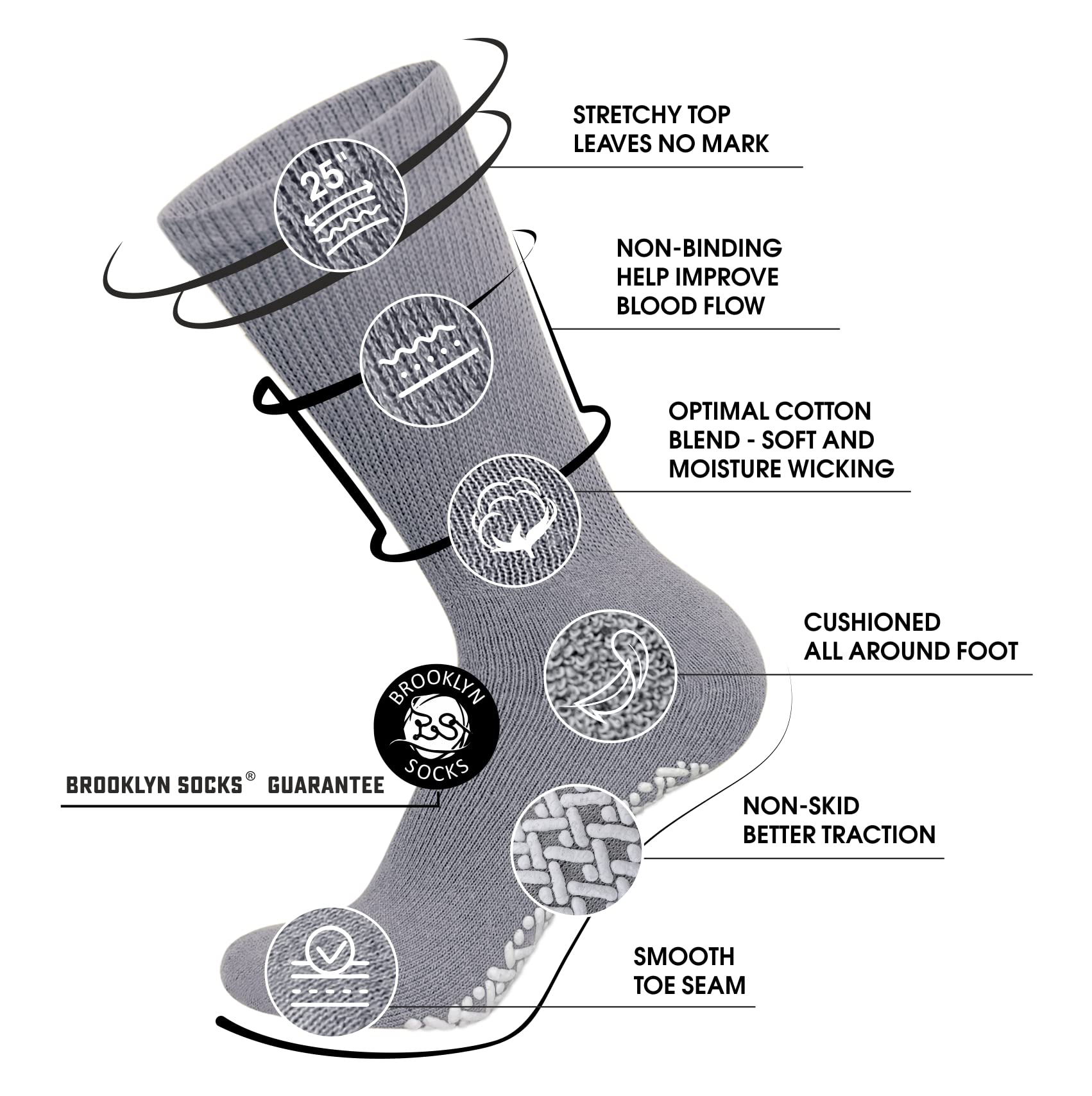 Brooklyn Socks breathable moisture-wicking design helps feet stay cool.