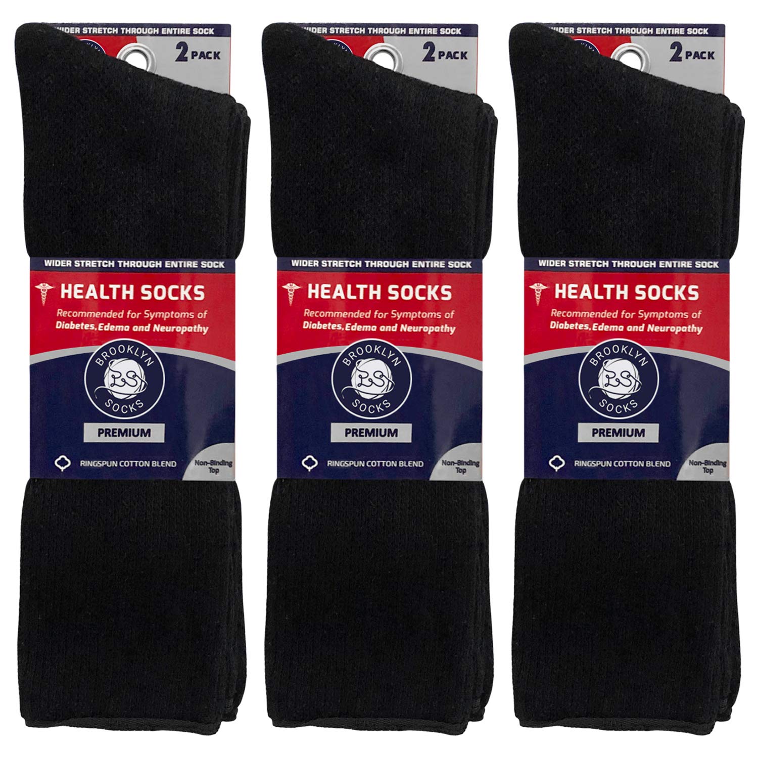 Brooklyn Socks extra-wide top-stretch close-up indicating non-binding fit for swelling