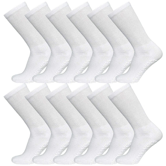 Brooklyn Socks non-skid diabetic crew socks with gripper bottom for stable traction on hardwood floors.