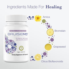 Natural USA-made production shown on the BruiseMD product pack.