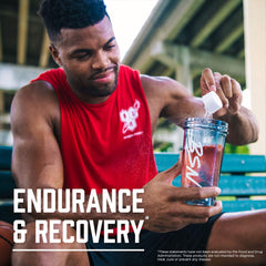 BSN Amino X caffeine-free graphic underscoring stimulant-free fueling