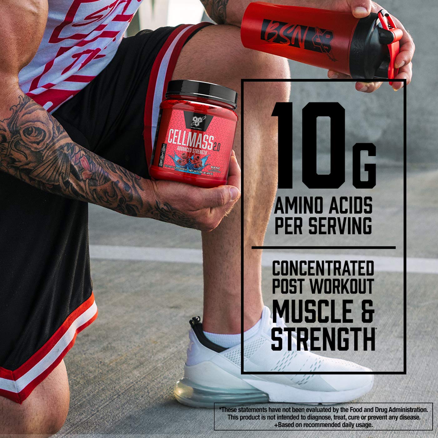 BSN CELLMASS 2.0 creatine matrix label highlights potential strength-supporting ingredients.