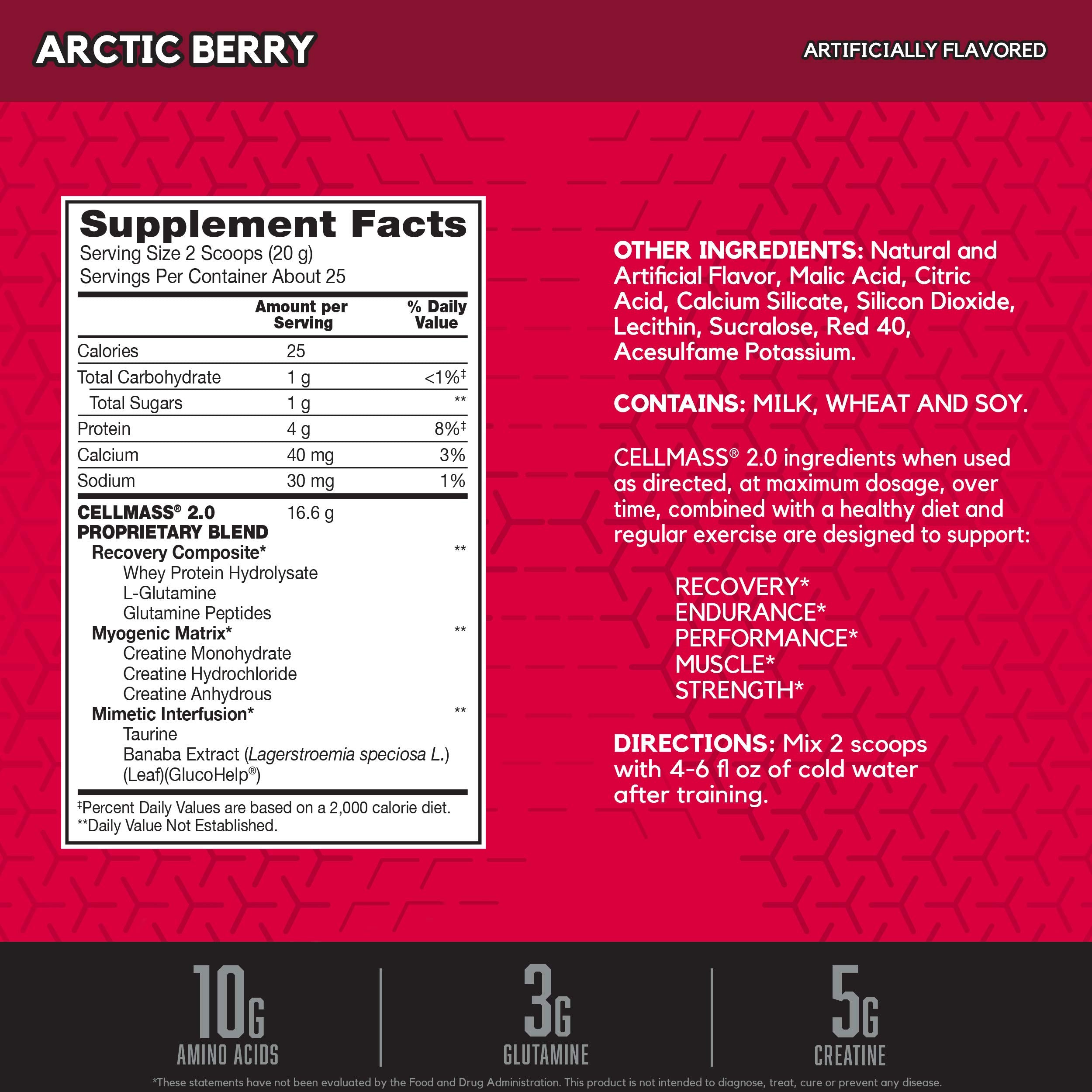 BSN CELLMASS 2.0 powder scoop shows quick, convenient mixing after training.