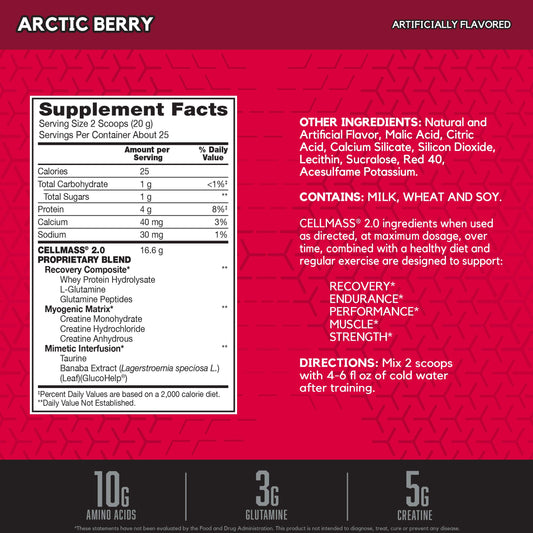 BSN CELLMASS 2.0 powder scoop shows quick, convenient mixing after training.