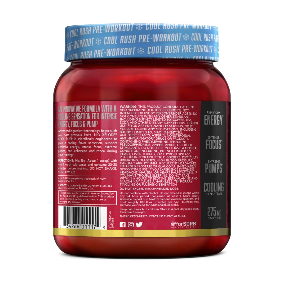 BSN N.O.-XPLODE serving scoop emphasizes easy measurement and dosing.