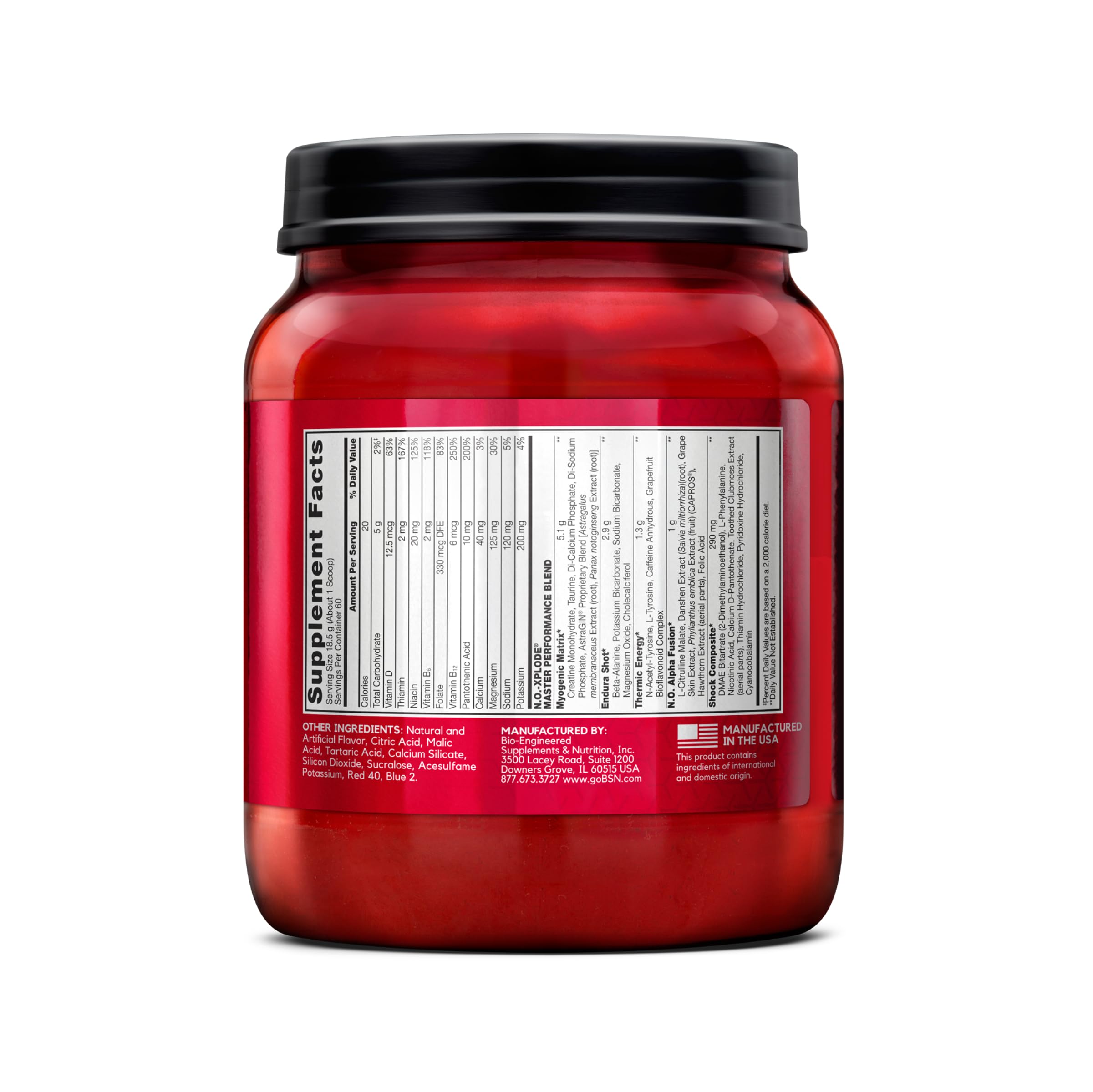 Shaker bottle with mixed BSN N.O.-XPLODE for an intense workout.
