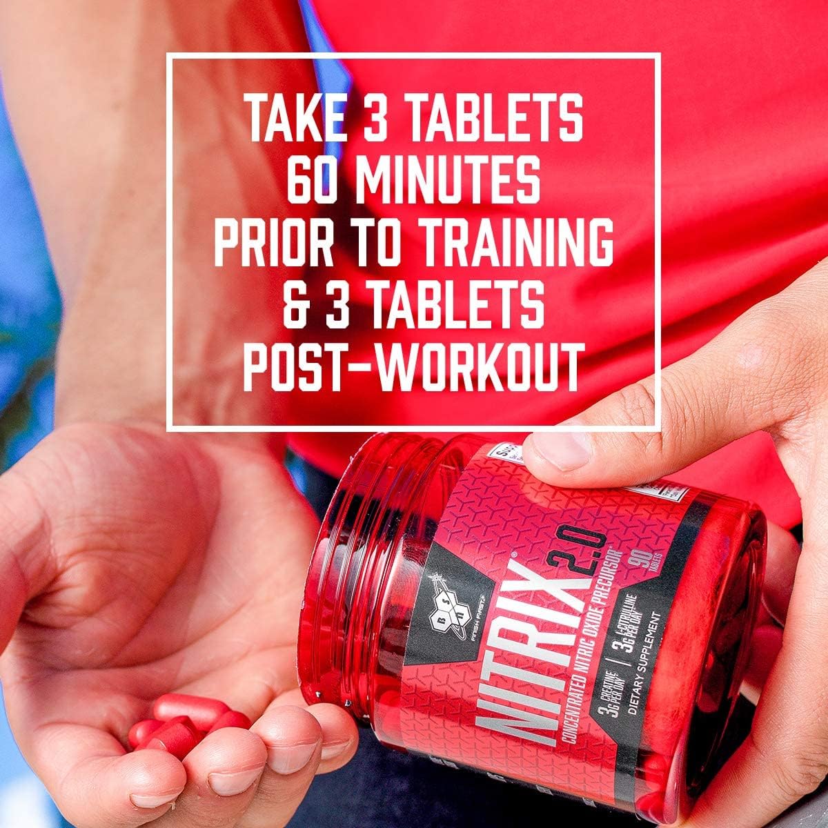 BSN Nitrix 2.0 creatine 3g detail supporting muscle strength.