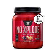 BSN N.O.-XPLODE fruit punch bottle for powerful training sessions and steady energy