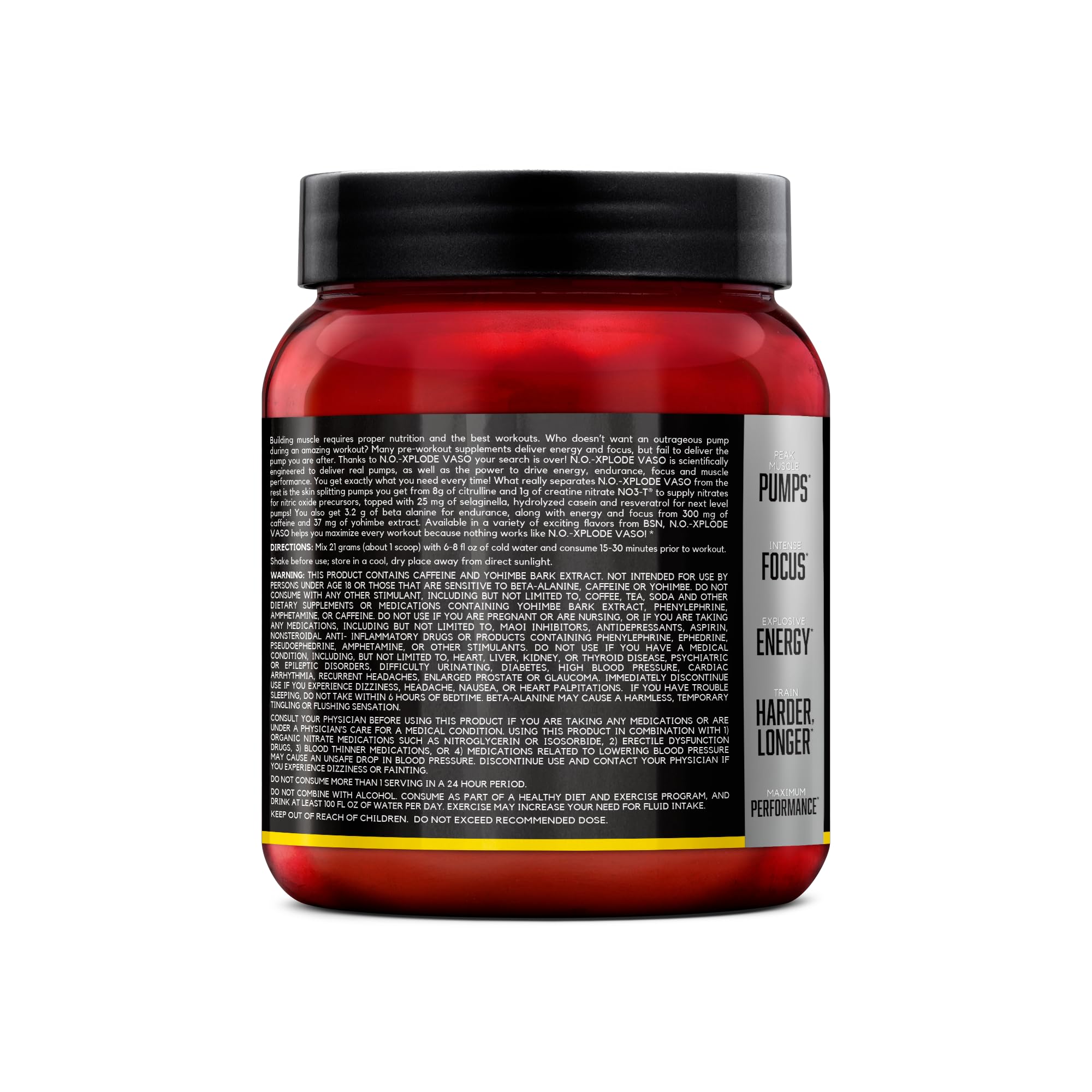 BSN N.O.-XPLODE VASO pump-action shot showing vascular engagement