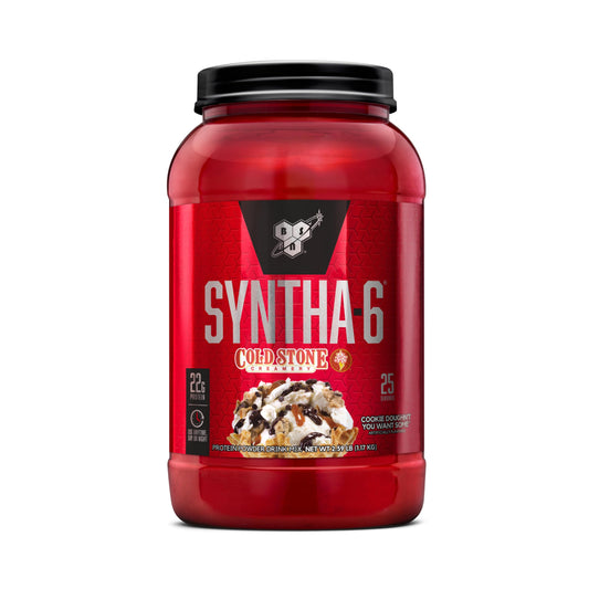 BSN Syntha-6 bottle close-up highlighting premium protein blend for daily use.