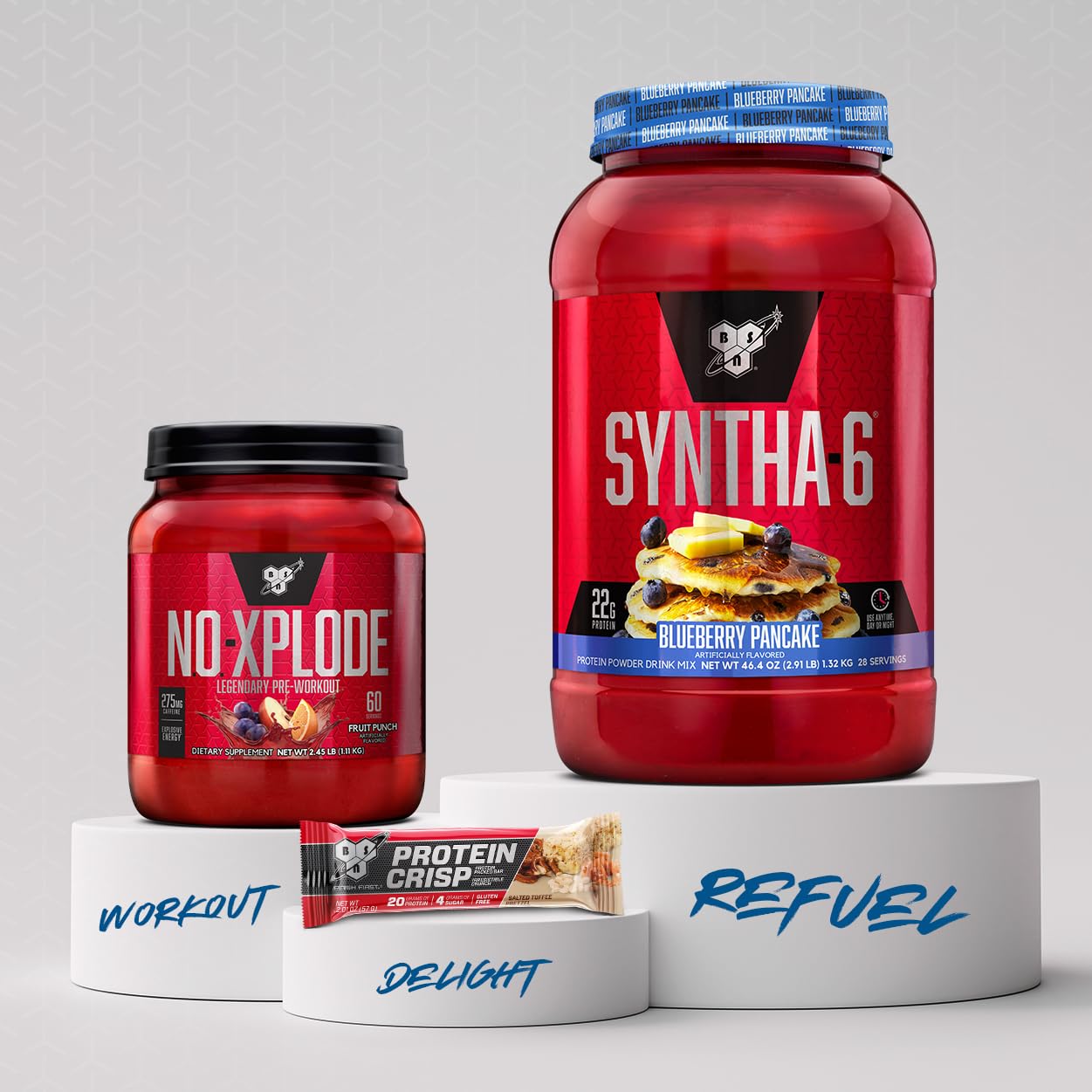 BSN SYNTHA-6 digestive-friendly formula shown for daily protein needs.