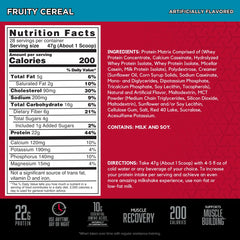 BSN SYNTHA-6 Fruity Cereal shake poured into a glass for post-workout fueling.
