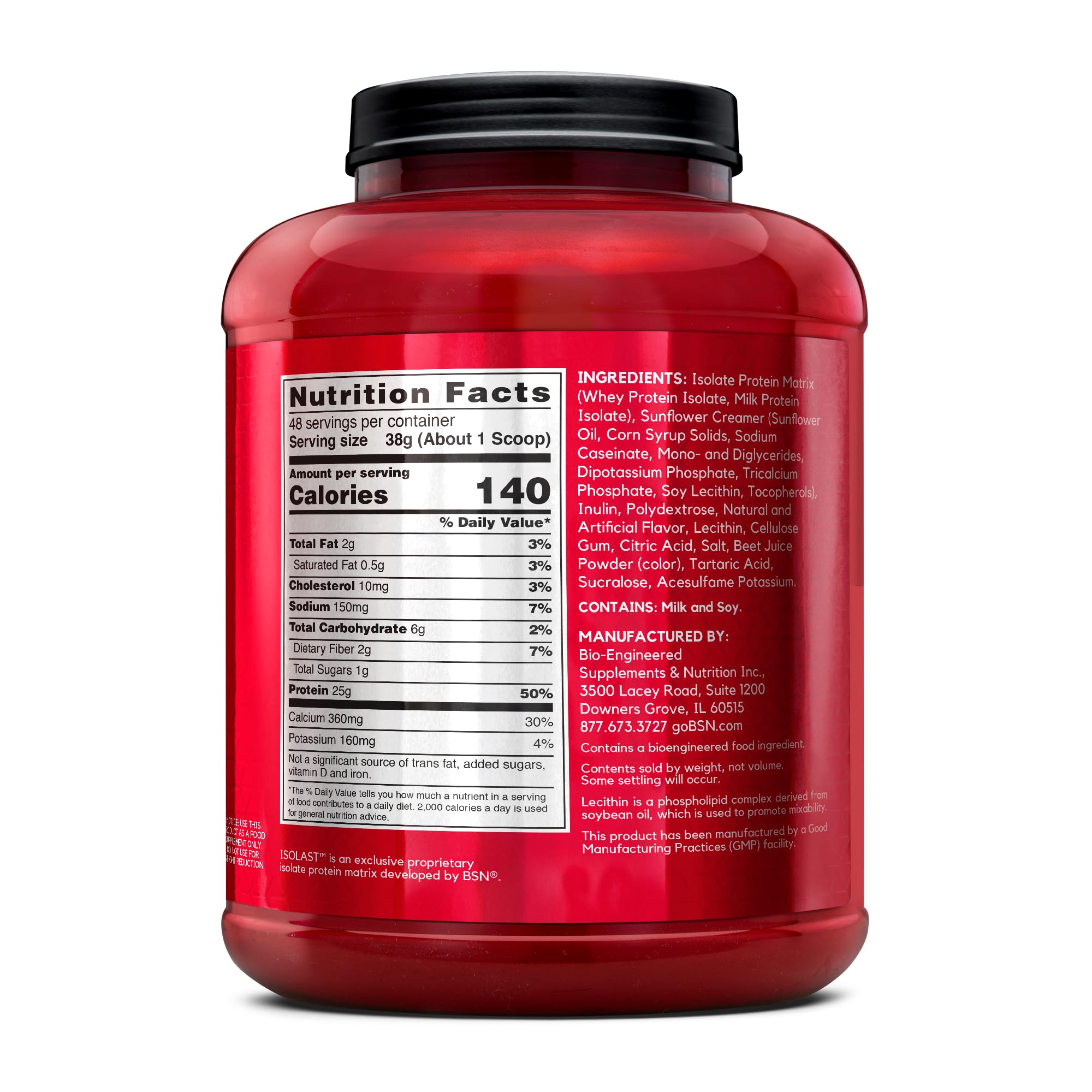 BSN SYNTHA-6 ISOLATE ingredients list on the container